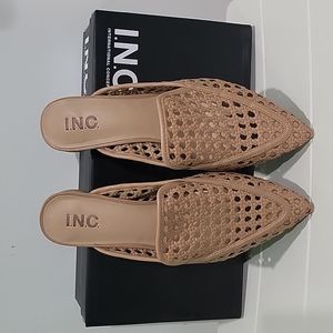 Inc International Concepts Mules Toffee Brown /Tan woven 9M pointed toes